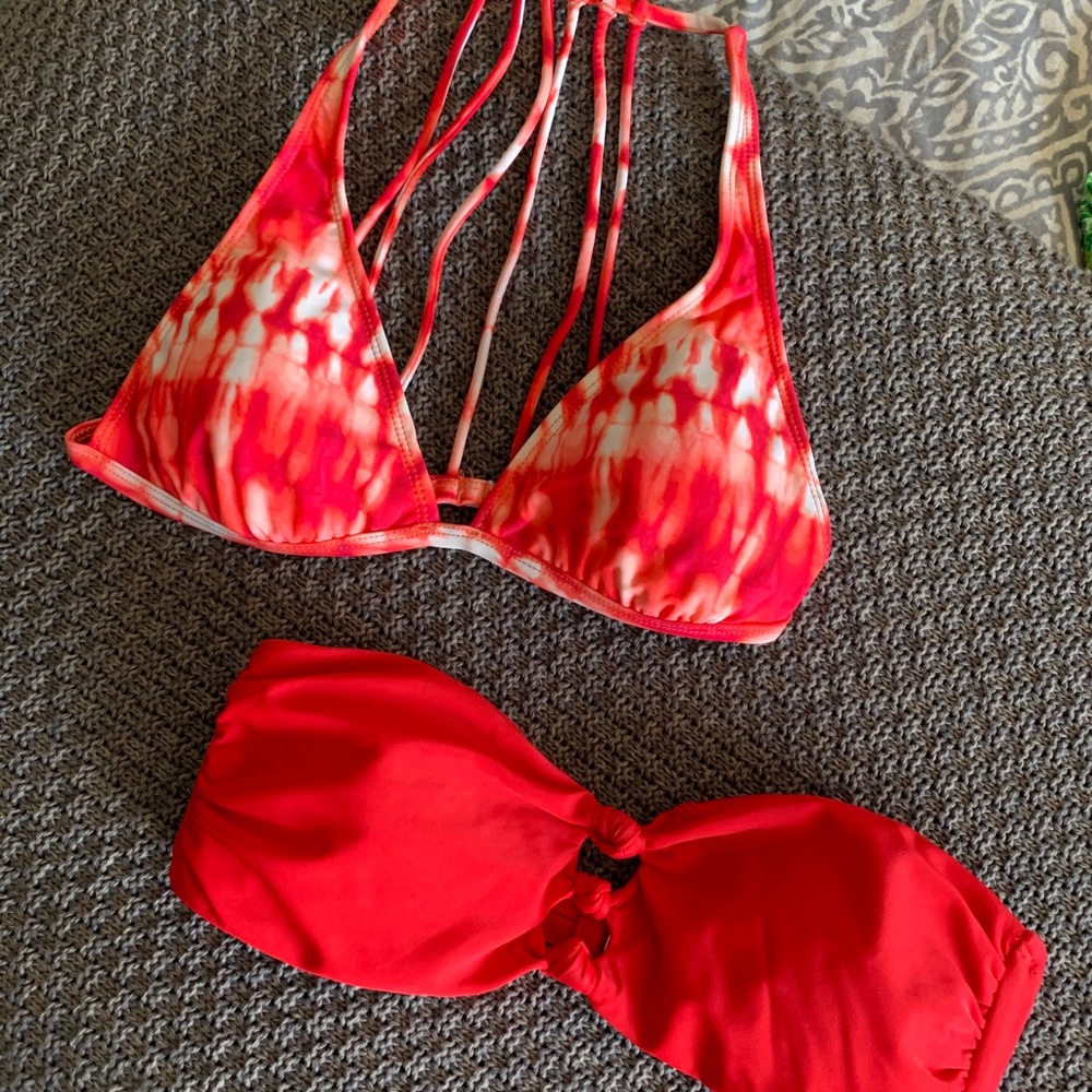Red bikini tops, size Mediums.